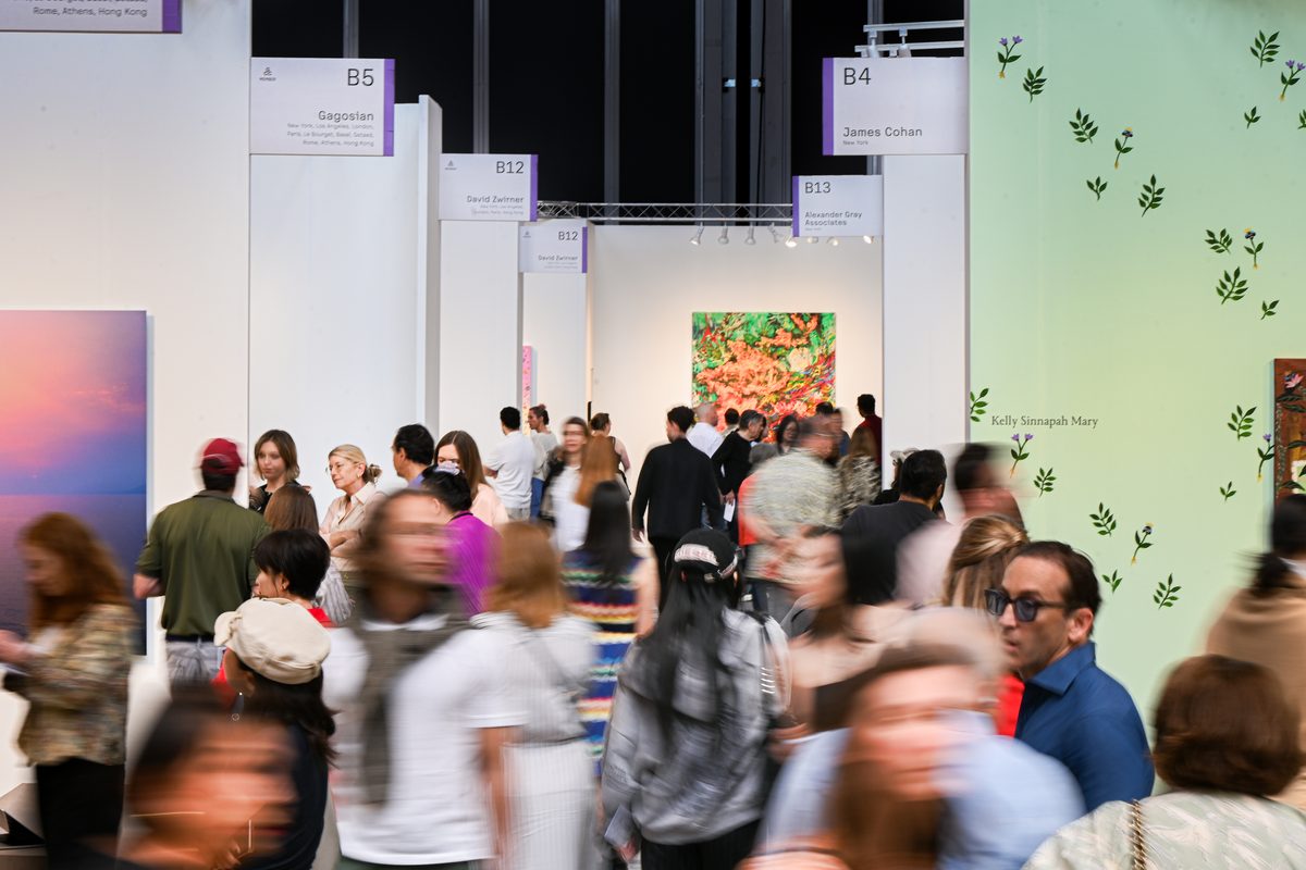 Visitors at Frieze New York galleries